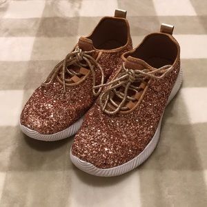 Qupid Rose Gold Chunky Glitter Sneakers